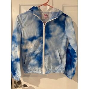 Justice‎ Tie Dye Lightweight Jacket Windbreaker Girls Size 10 Blue White